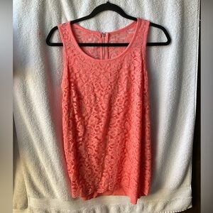 New York & Company Orange Sleeveless Lace Blouse